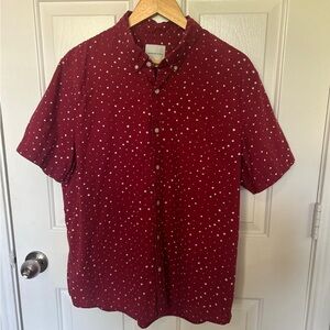 American Eagle Outfitters Maroon Polka Dot Shirt